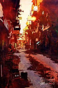 9975355_Watercolor_Painting_Of_Street_Scene_In_The_Himalayan_City_Of_Pat