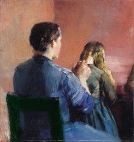 Christian Krohg - A mother plainting her little daughter's hair