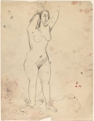 Female Nude Standing on Carpet, Hands Behind Head-ZYGR68964