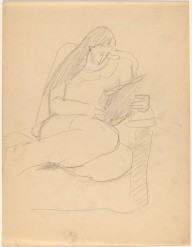 Woman Curled Up in Chair, Reading-ZYGR68563