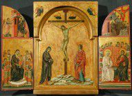 Duccio-ZYMID_Triptych-_Crucifixion_and_other_Scenes