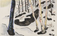 Karl Schmidt-Rottluff-Birkenst�mme im Schnee. Fr�he 1940.