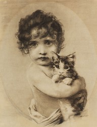 Emil Nolde-Kleines M�dchen mit K�tzchen im Arm. 1892.