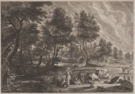 Farm Landscape with Hunters and Milkmaids-ZYGR142963