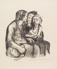 K�the Kollwitz-Zwei schwatzende Frauen mit zwei Kindern. 1930.