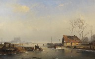 Louis Smets-Winterlandschaft mit Eisl�ufern. 1864.