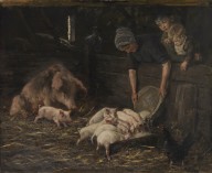 Max Liebermann-Die Wochenstube - Schweinekoben. 1888.