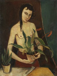 Karl Hofer-Frau mit Pflanzen. 1922.