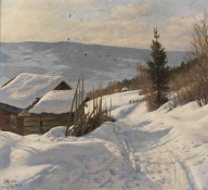 Peder (Peder Mørk Mønsted) Mönsted-Sonniger Wintertag in Norwegen. 1919.
