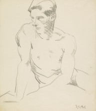 180143------Male Nude (Seated on the Ground, Head and Torso)_Francis Campbell Boileau Cadell